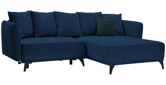 ECKSOFA in Chenille Blau  - Blau/Dunkelgrün, LIFESTYLE, Textil/Metall (255/172cm) - Carryhome