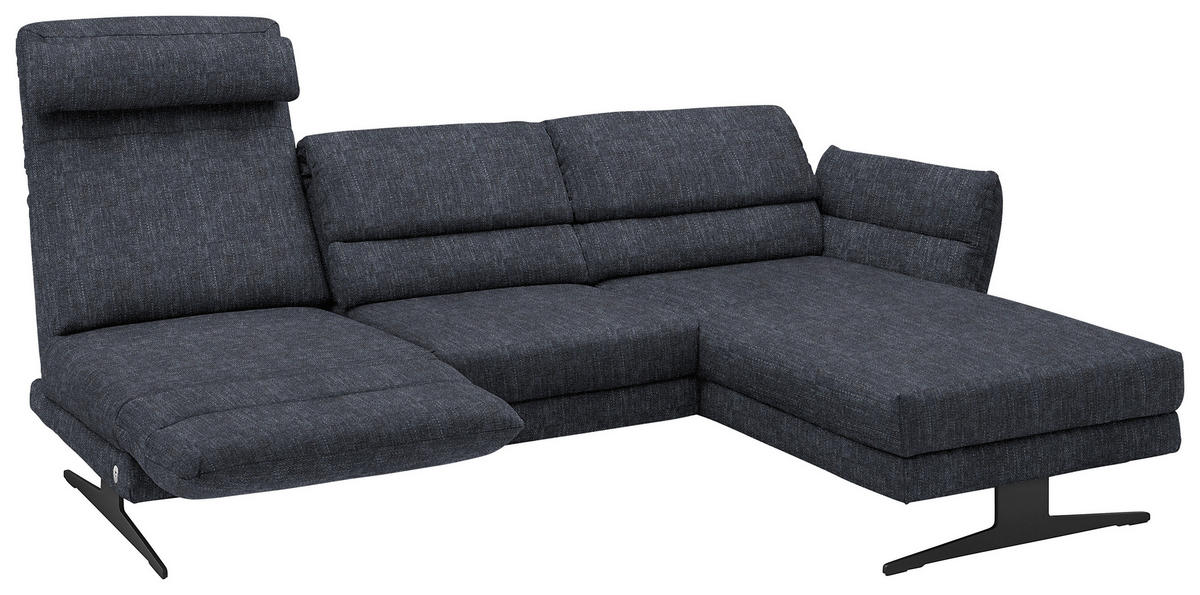 ECKSOFA in Flachgewebe Grau  279-327/176-217 cm  - Schwarz/Grau, Design, Textil/Metall (279-327/176-217cm) - Dieter Knoll