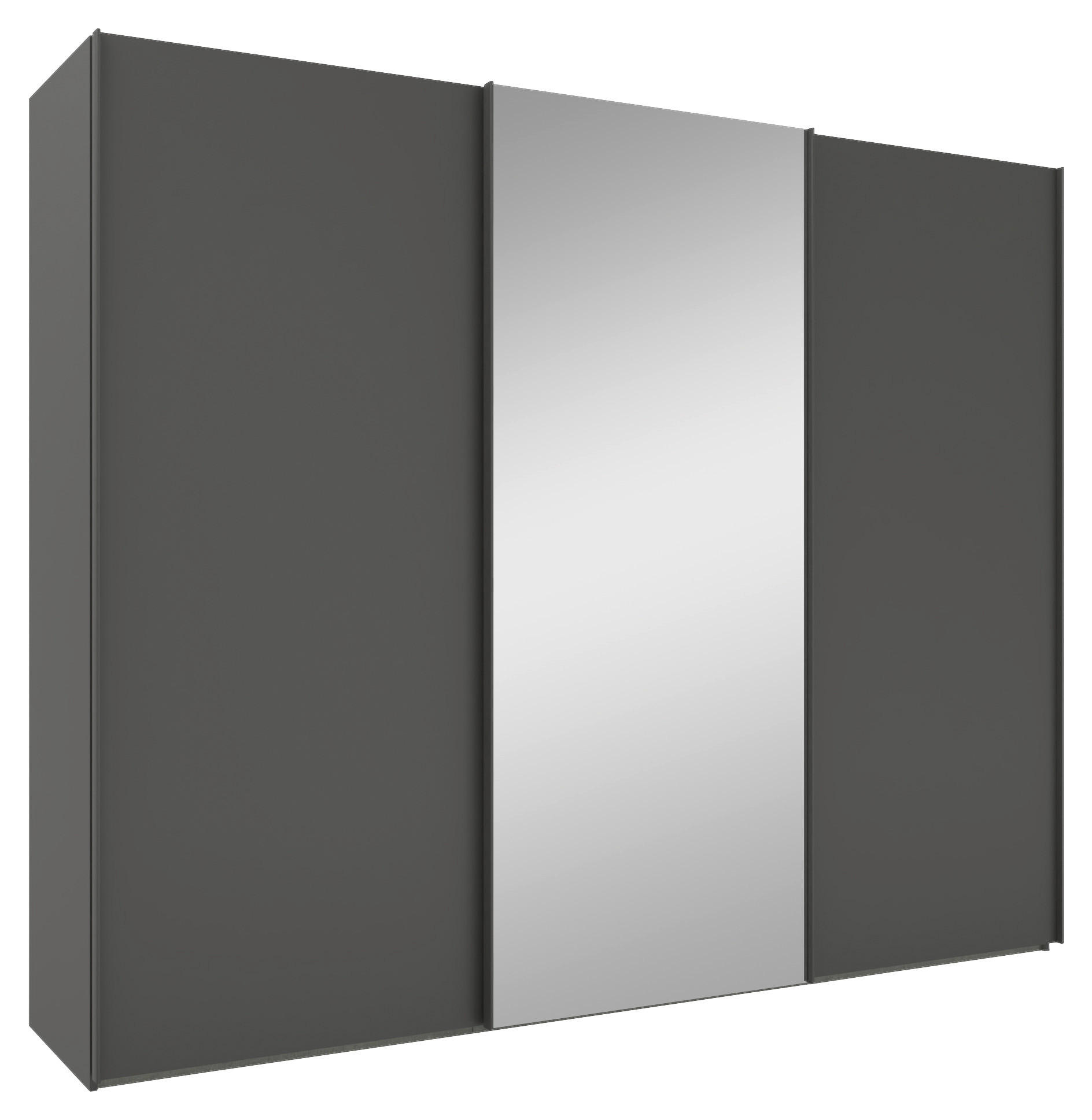 SCHWEBETÜRENSCHRANK 270/223/69 cm 3-türig Anthrazit  - Anthrazit/Grau, KONVENTIONELL, Glas/Holzwerkstoff (270/223/69cm) - Novel