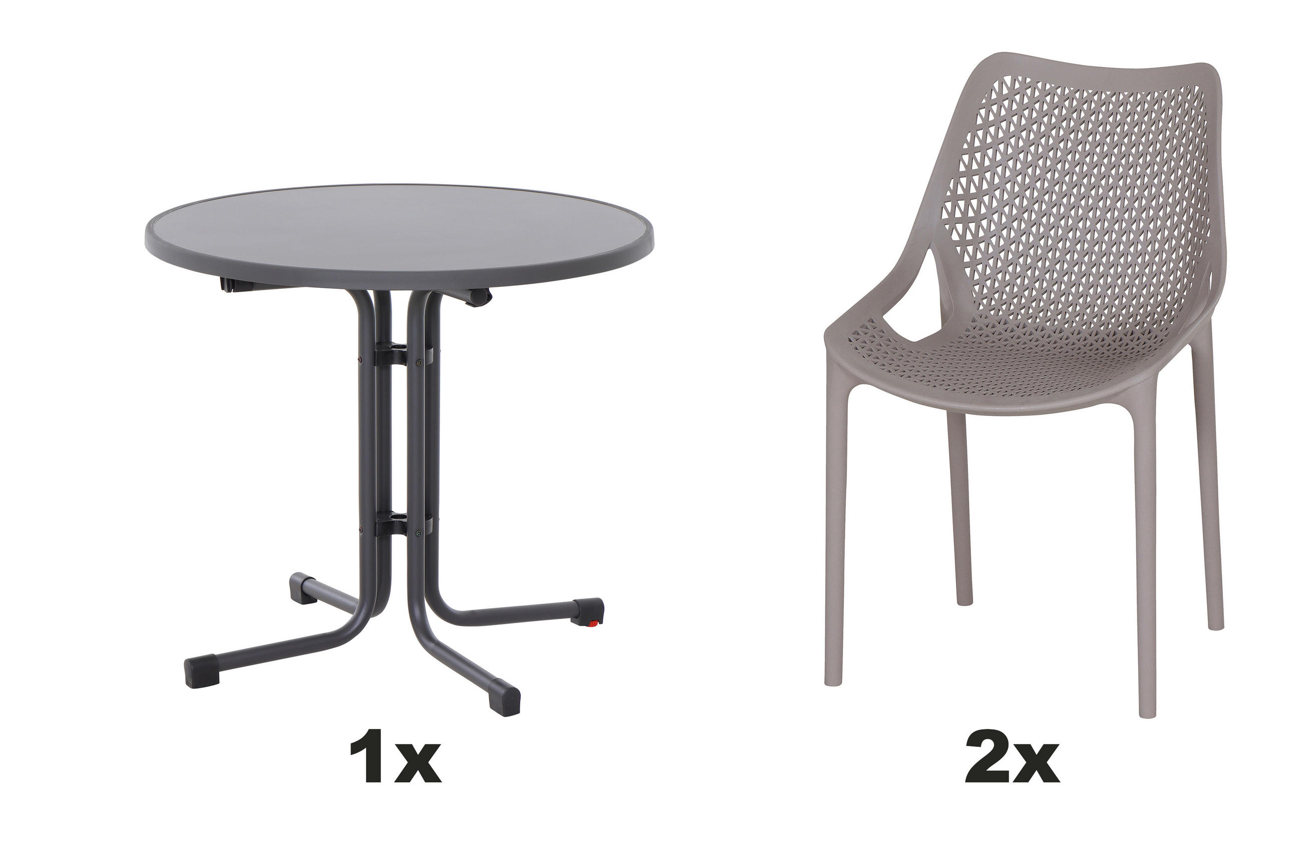 GARTENGARNITUR 3-teilig  - Taupe/Anthrazit, Basics, Holzwerkstoff/Kunststoff (80/81/80cm) - Siena Garden