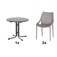 GARTENGARNITUR 3-teilig  - Taupe/Anthrazit, Basics, Holzwerkstoff/Kunststoff (80/81/80cm) - Siena Garden