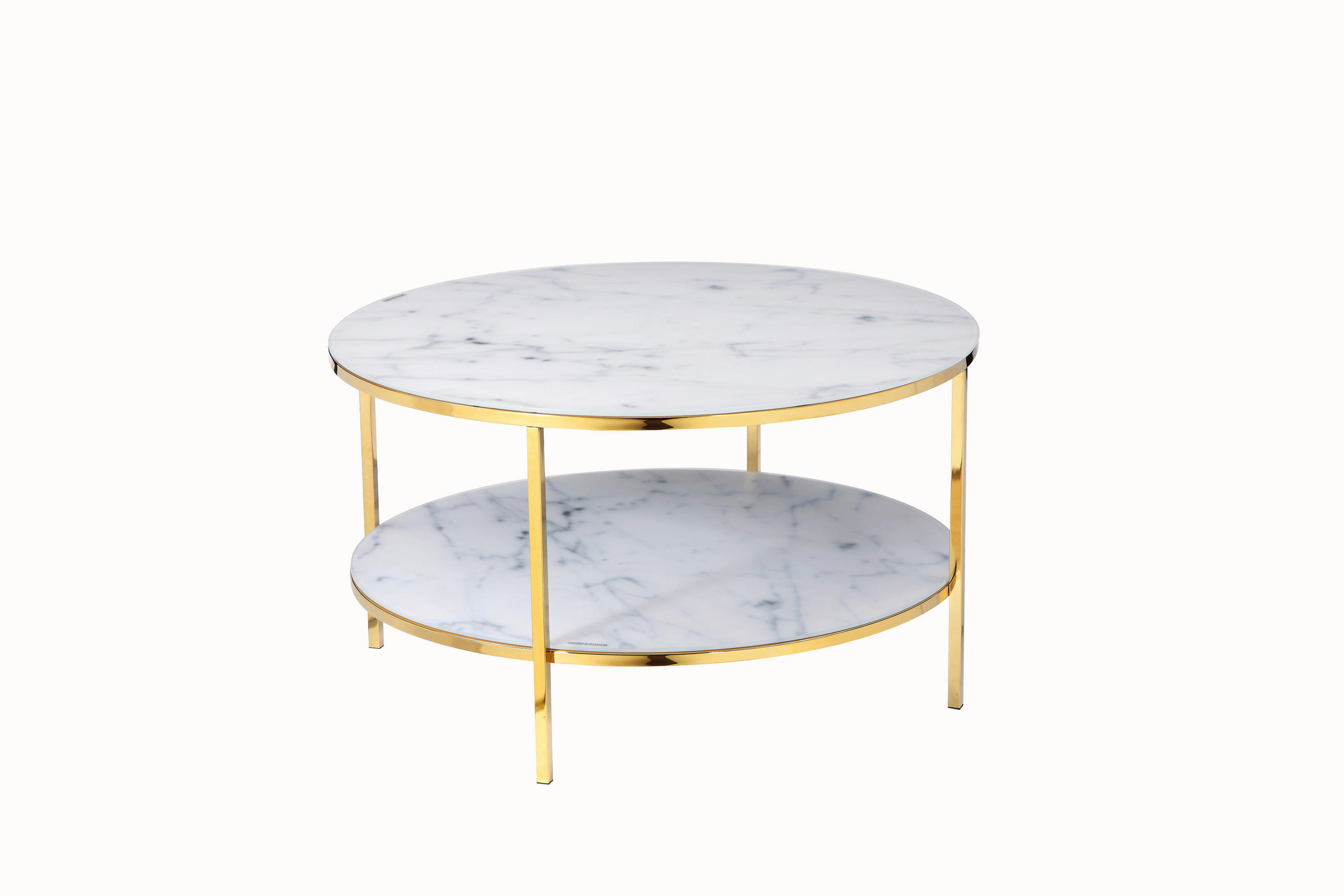 COUCHTISCH 80/80/45 cm rund Weiß, Goldfarben  - Goldfarben/Weiß, Design, Glas/Metall (80/80/45cm) - Livetastic