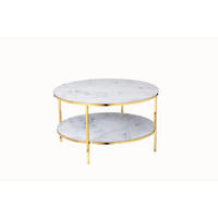 COUCHTISCH 80/80/45 cm rund Weiß, Goldfarben  - Goldfarben/Weiß, Design, Glas/Metall (80/80/45cm) - Livetastic