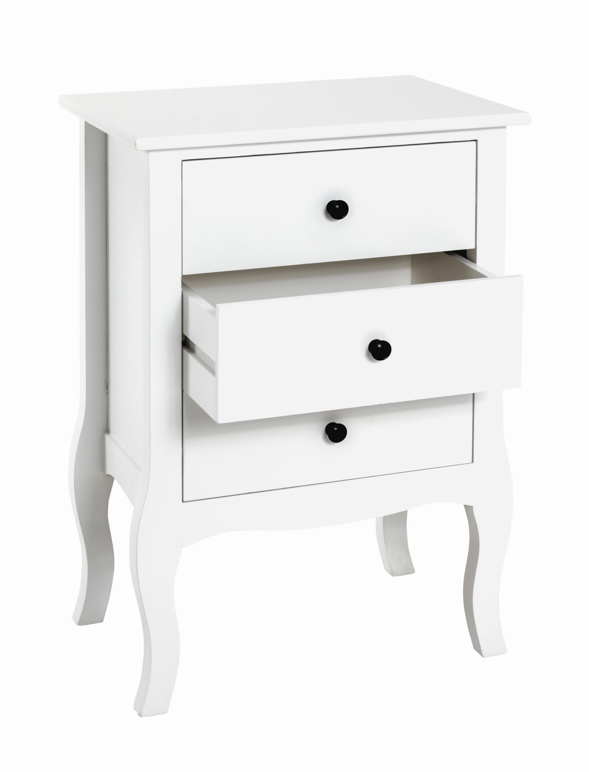 NOČNÍ STOLEK, paulovnie, bílá, 48/70/34 cm - bílá/černá, Lifestyle, kov/dřevo (48/70/34cm)
