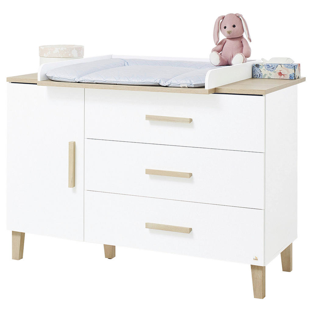 Wickelkomode Weiß/Eiche