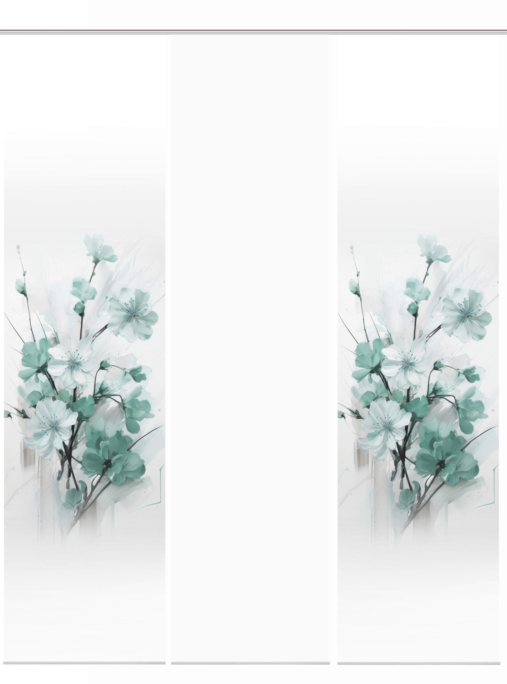 XXXLutz Flächenvorhang Lotus Weiß, Mintgrün 60x245 cm