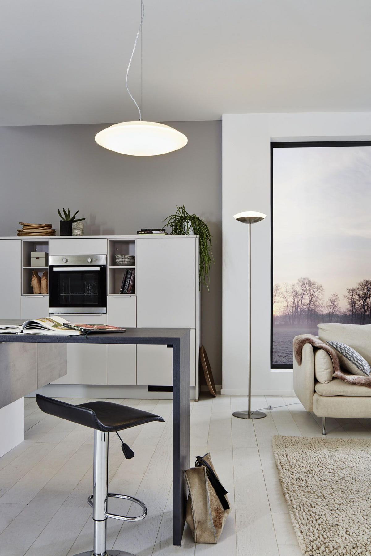 ZÁVĚSNÉ LED SVÍTIDLO, 43,5/150 cm  - bílá/barvy niklu, Design, kov/plast (43,5/150cm) - Eglo