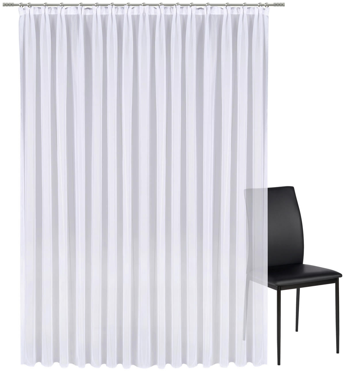 FERTIGSTORE  halbtransparent   450/245 cm  - Weiß/Grau, Basics, Textil (450/245cm) - Esposa