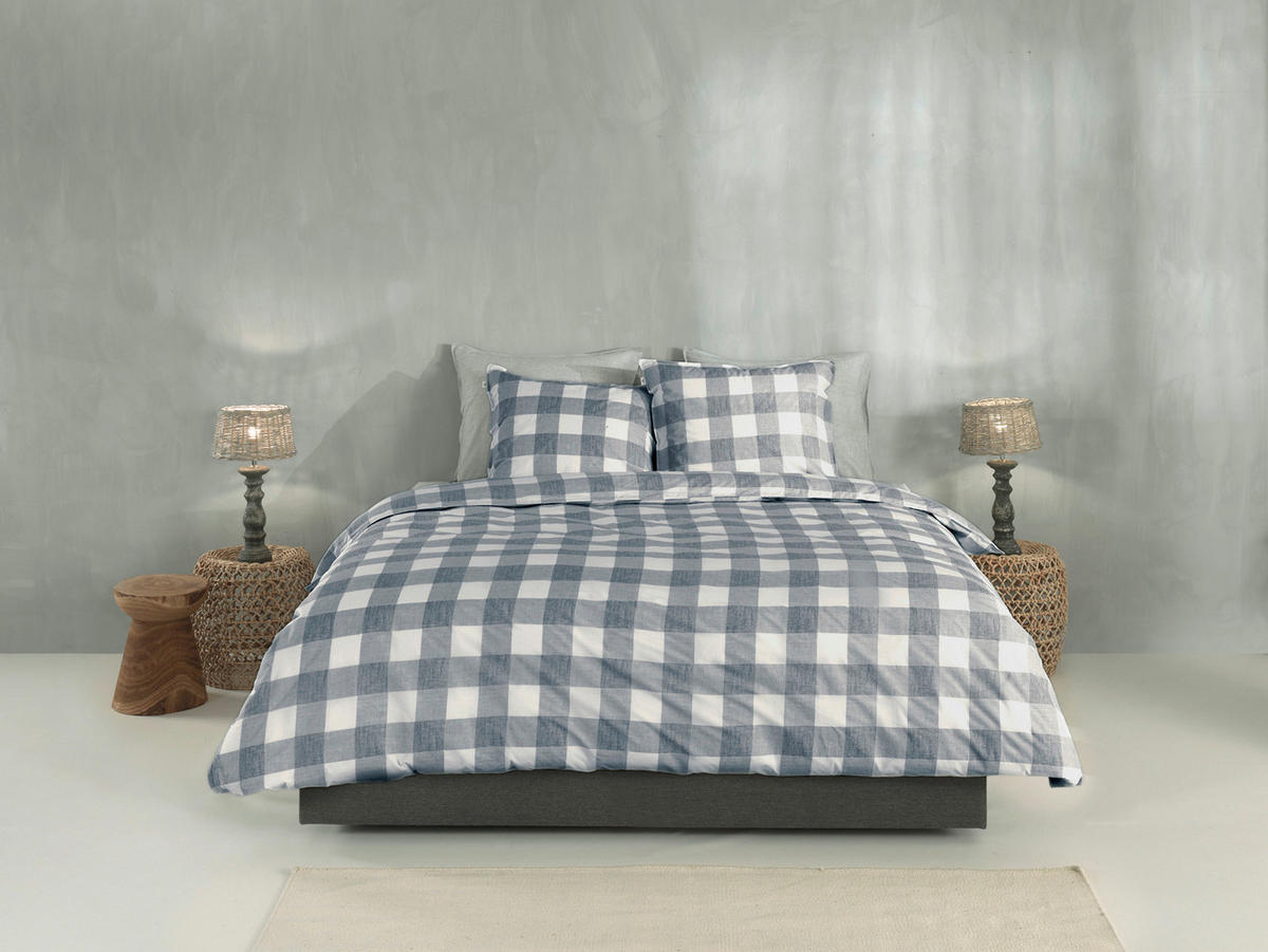 BETTWÄSCHE 2-teilig Quattro-di-Lino Renforcé 135/200 cm  - Petrol, Basics, Textil (135/200cm)