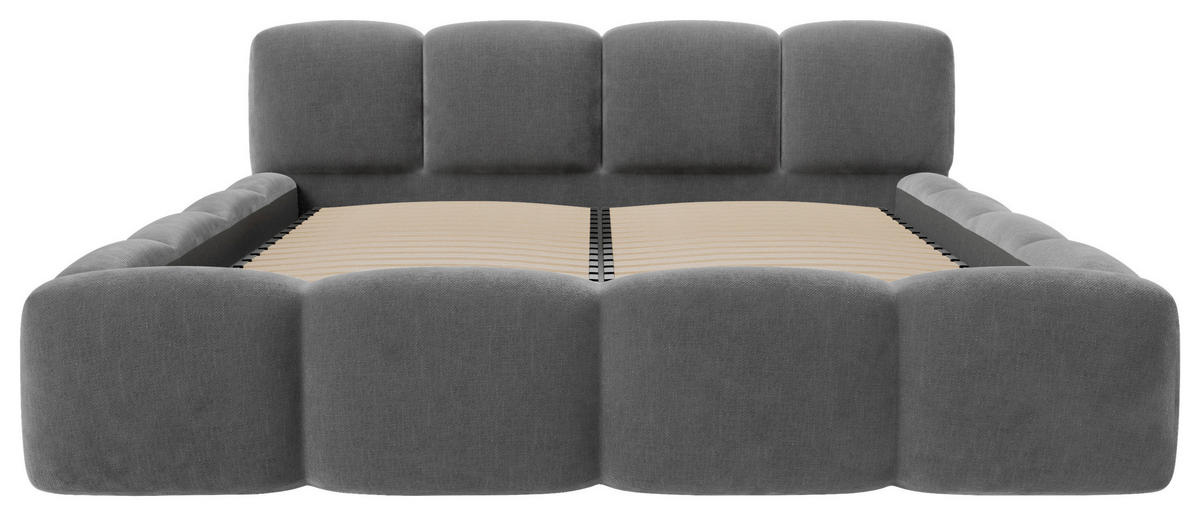 POLSTERBETT Cloudy Bettkasten, Lattenrost 200/200 cm  in Dunkelgrau  - Dunkelgrau/Schwarz, Design, Holz/Textil (200/200cm) - Boxxx