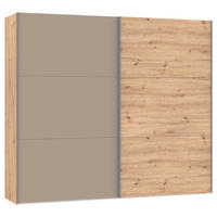 SCHWEBETÜRENSCHRANK 253/220/65 cm 2-türig Hellbraun, Eiche Artisan  - Hellbraun/Silberfarben, Design, Glas/Holzwerkstoff (253/220/65cm) - Jutzler