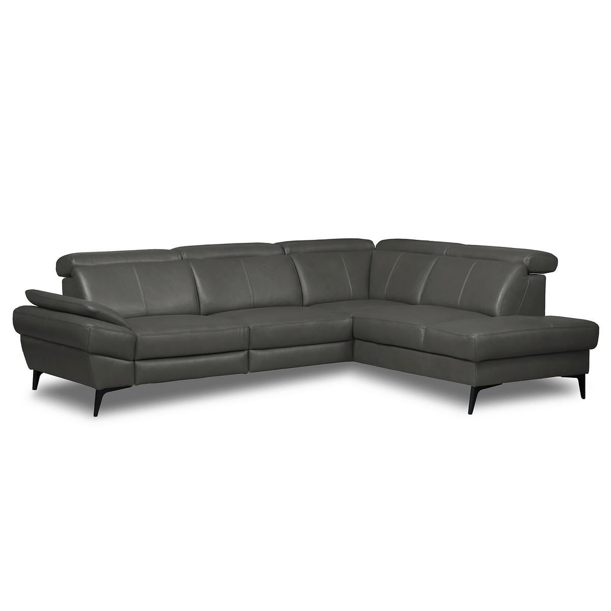ECKSOFA  in Lederlook Echtleder Anthrazit  264/211 cm  - Anthrazit/Schwarz, Design, Leder/Textil (264/211cm) - Livetastic