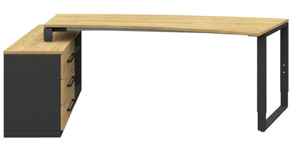 ECKSCHREIBTISCH in Anthrazit, Hickory - Anthrazit/Alufarben, Design, Holzwerkstoff/Metall (200/160cm) - Moderano