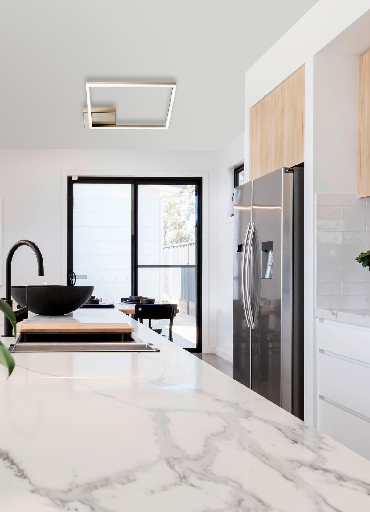 LED-DECKENLEUCHTE Bard 45/45/6,5 cm   - Goldfarben, Design, Kunststoff/Metall (45/45/6,5cm) - Fabas Luce