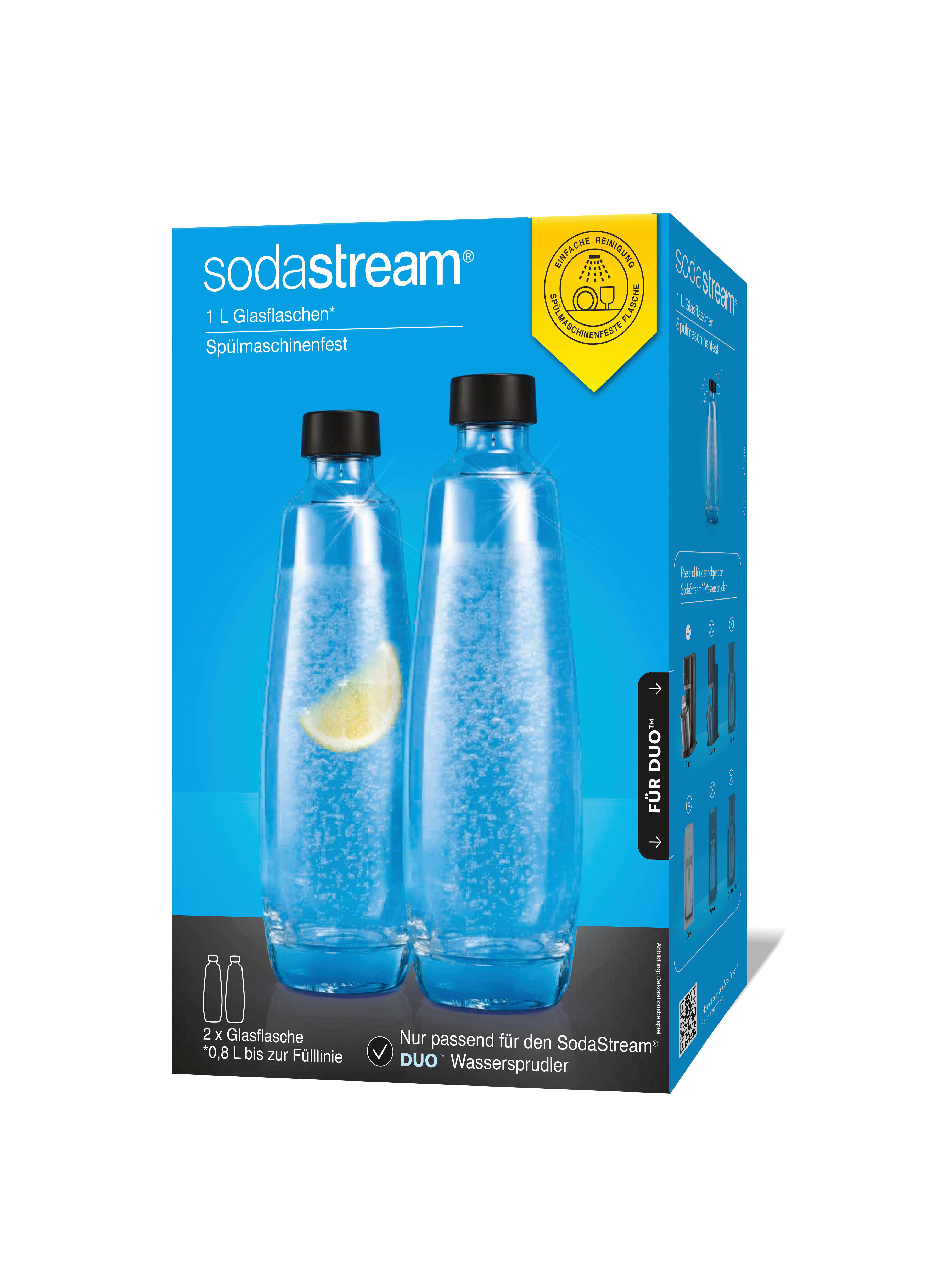 Twinpack der DUO-Glasflasche  - Schwarz, Basics, Glas (19,5/10/28,5cm) - SodaStream
