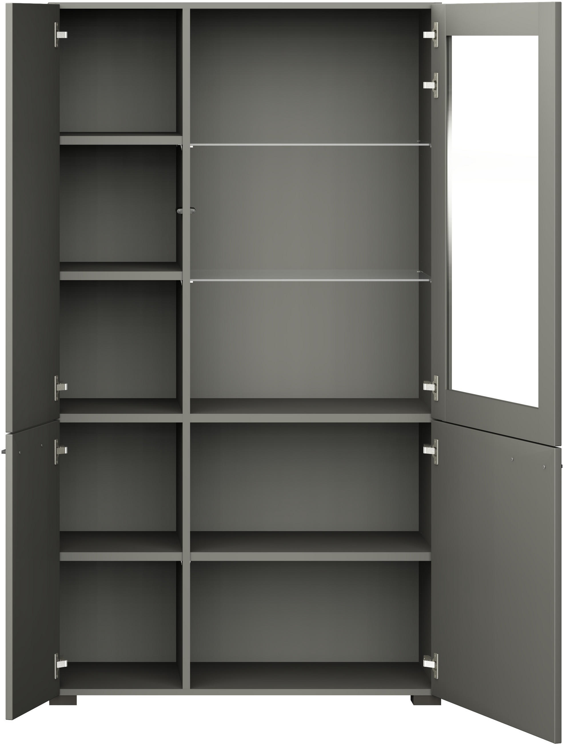 Thumbnail - Cantus Vitrine, Graphit, Metall, 8 Fächer, 100x143.3x41.9 cm, Made in Germany, stehend, in verschiedenen Holzdekoren erh...