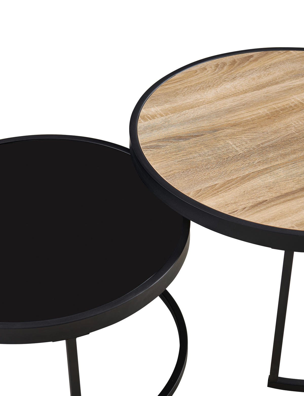 SADA KONFERENČNÍCH STOLKŮ, černá, barvy dubu, kov, sklo, kompozitní dřevo, 65-80/65-80/38-40 cm - černá/barvy dubu, Design, kov/kompozitní dřevo (65-80/65-80/38-40cm) - MID.YOU