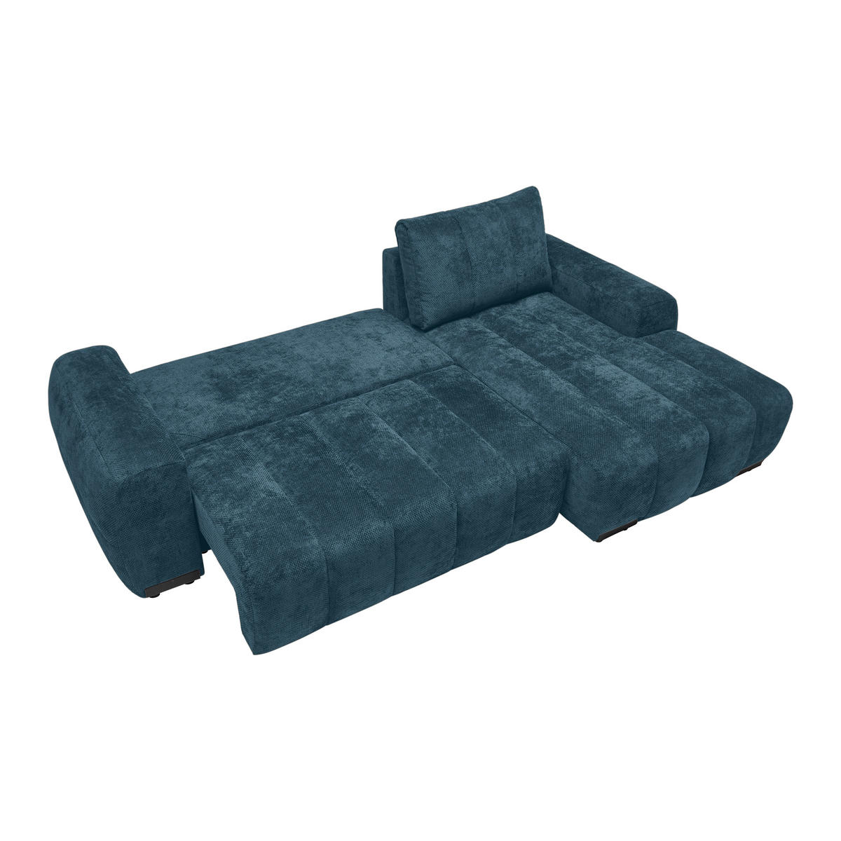 ECKSOFA Flachgewebe Petrol  - Schwarz Hochglanz/Petrol, Modern, Textil/Metall (273/93/166cm) - MID.YOU