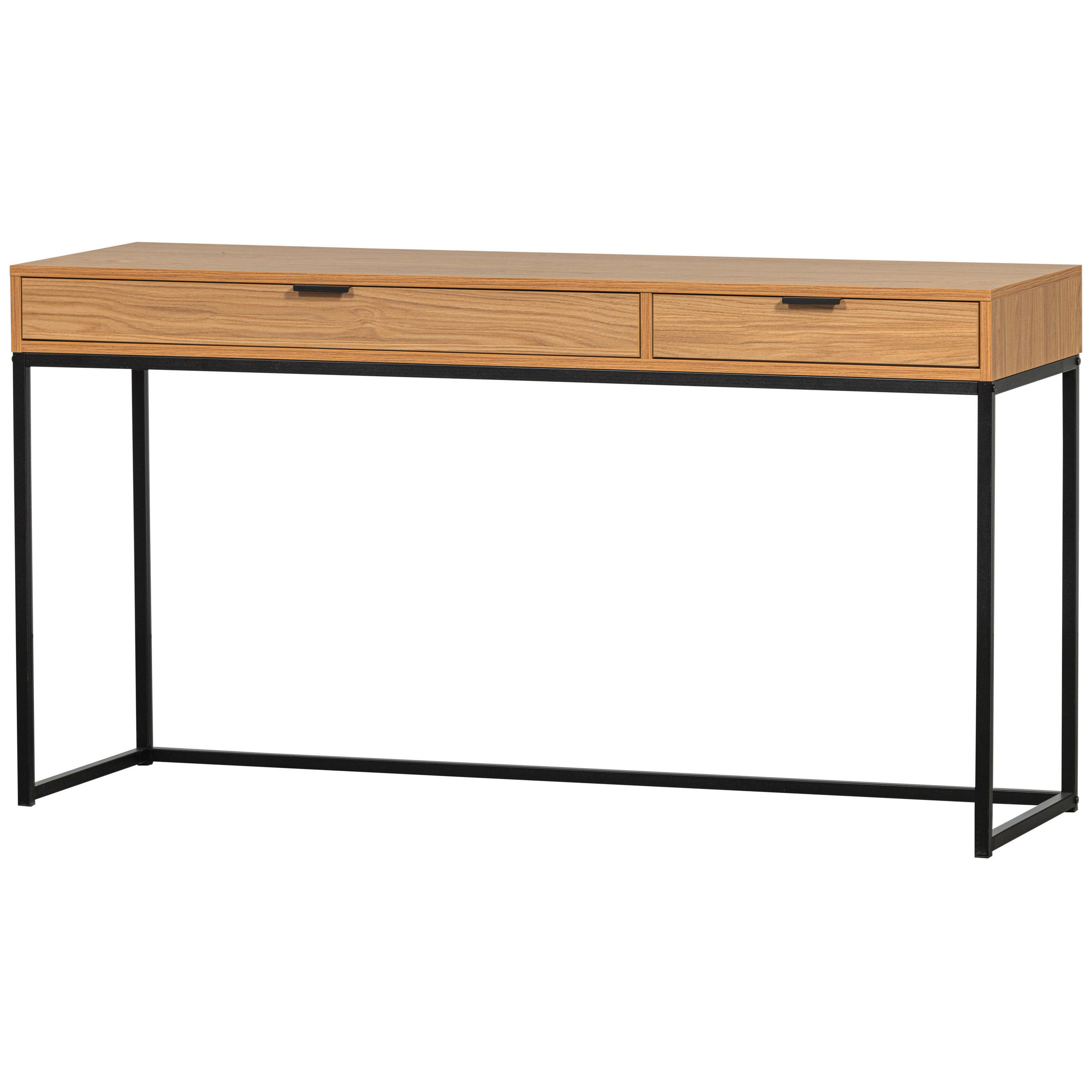 SCHREIBTISCH 140/44/75 cm  in Eichefarben  - Eichefarben/Schwarz, Design, Holz/Metall (140/44/75cm) - Livetastic