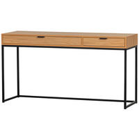 SCHREIBTISCH 140/44/75 cm  in Eichefarben  - Eichefarben/Schwarz, Design, Holz/Metall (140/44/75cm) - Livetastic