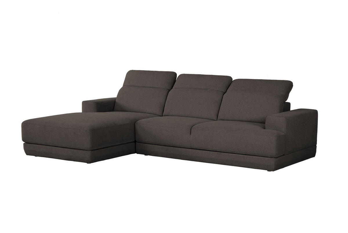 ECKSOFA Ottomane links, Eckteil  Anthrazit Webstoff  - Anthrazit/Schwarz, Design, Kunststoff/Textil (204/293cm) - MID.YOU