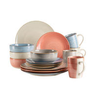 KOMPLETT SERVIS  - ljusgrön/laxfärgad, Basics, keramik (35/28,8/23,2cm) - Mäser