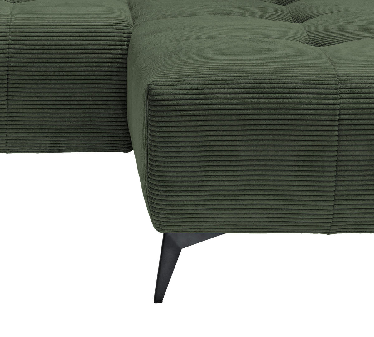 ECKSOFA in Cord Dunkelgrün  258/180 cm  - Dunkelgrün/Schwarz, MODERN, Textil/Metall (258/180cm) - Livetastic
