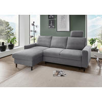 ECKSCHLAFSOFA Chenille Dunkelgrau  - Dunkelgrau/Schwarz, MODERN, Holz/Textil (147/234cm) - Livetastic