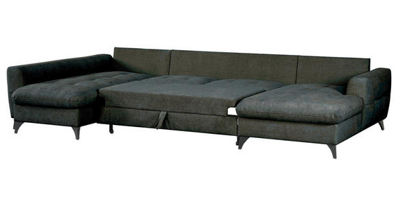 WOHNLANDSCHAFT Grau Chenille  - Schwarz/Grau, KONVENTIONELL, Textil/Metall (188/340/160cm) - Xora