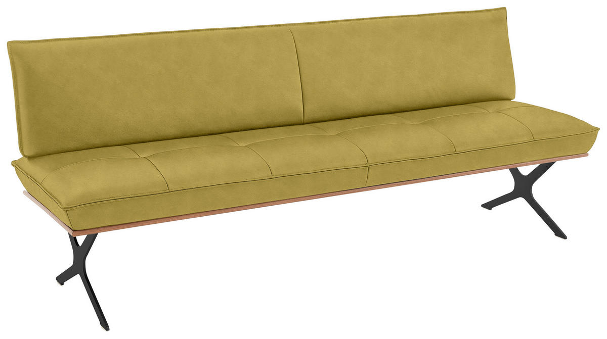 SITZBANK 214/88/66 cm  in Schwarz, Hellgrün  - Schwarz/Hellgrün, Design, Leder/Holz (214/88/66cm) - Koinor