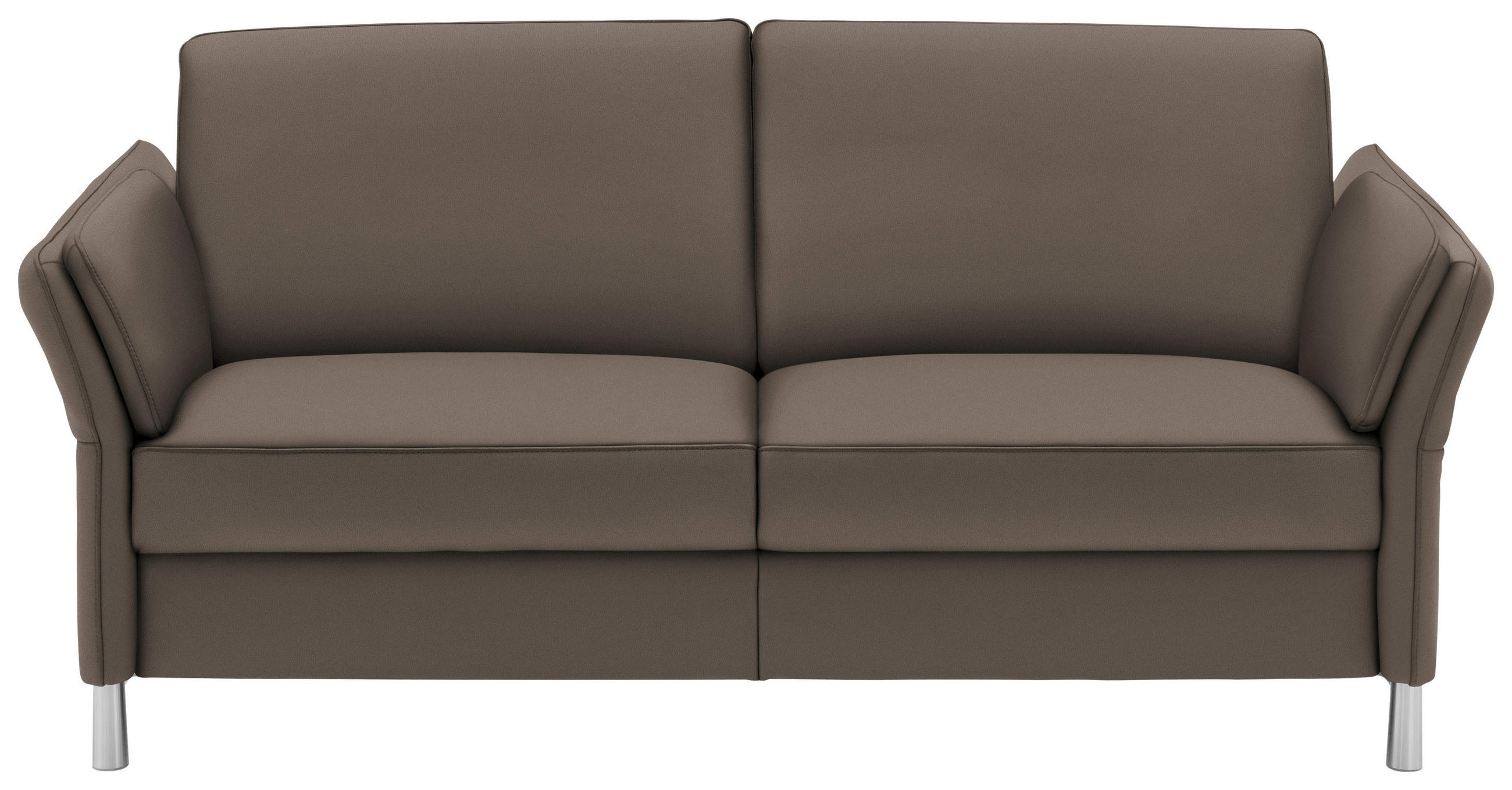 2,5-SITZER in Echtleder Braun  - Alufarben/Braun, Design, Leder/Metall (164/82/99cm) - Dieter Knoll