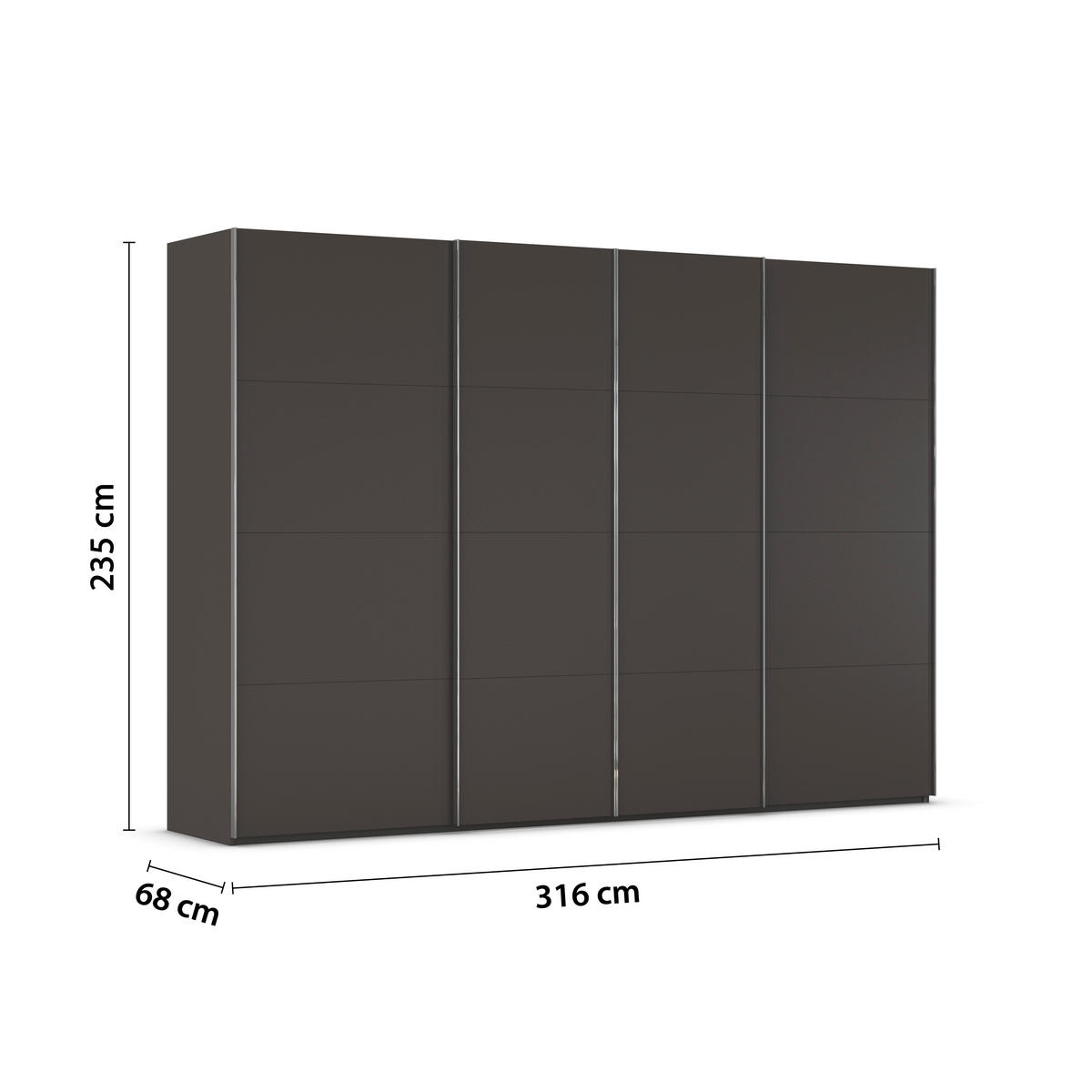 SCHWEBETÜRENSCHRANK 316/235/68 cm 4-türig Graphitfarben  - Chromfarben/Graphitfarben, Design, Holzwerkstoff/Metall (316/235/68cm) - Novel