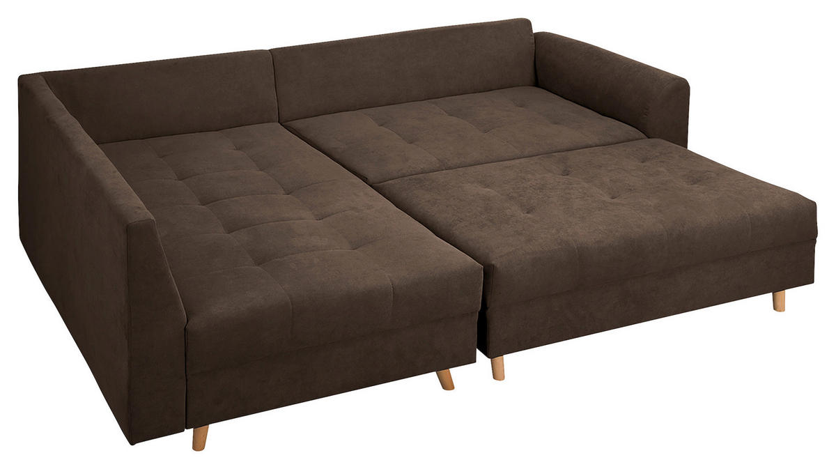 ECKSOFA inkl. Hocker Ariella Schlammfarben Mikrofaser  - Schlammfarben/Naturfarben, Design, Holz/Textil (161/231cm) - Livetastic