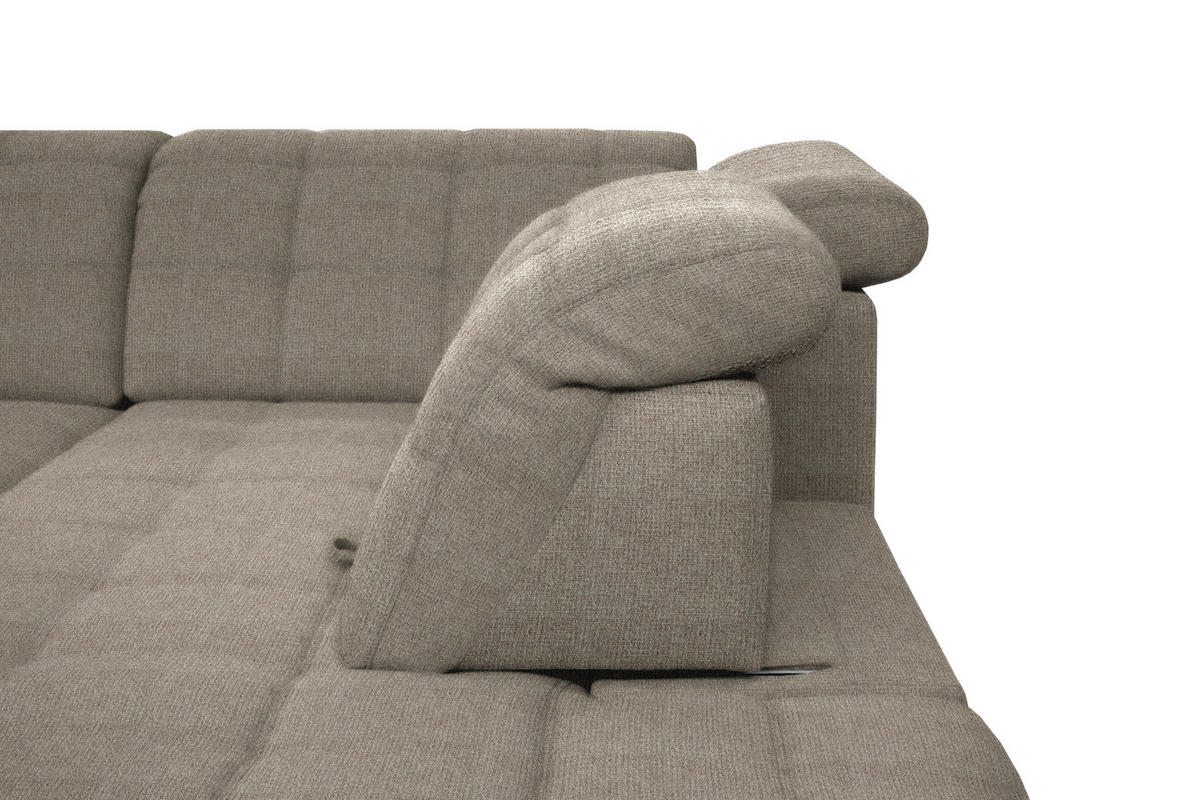 ECKSOFA in Webstoff Beige  - Beige/Schwarz, Design, Holz/Textil (216/297cm) - Xora