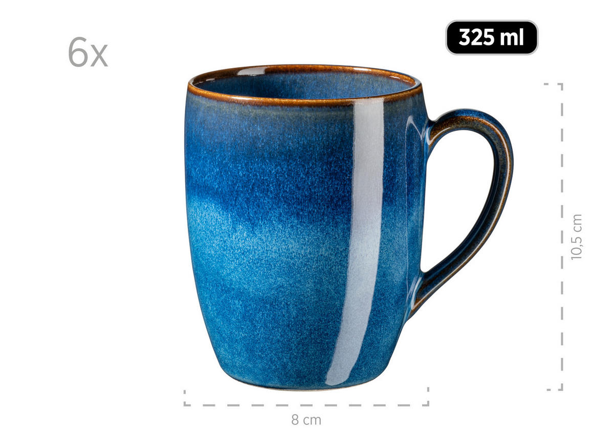 FRÜHSTÜCKSSERVICE Ossia 18-teilig  - Blau, Basics, Keramik (37,7/36,5/37,5cm) - Mäser