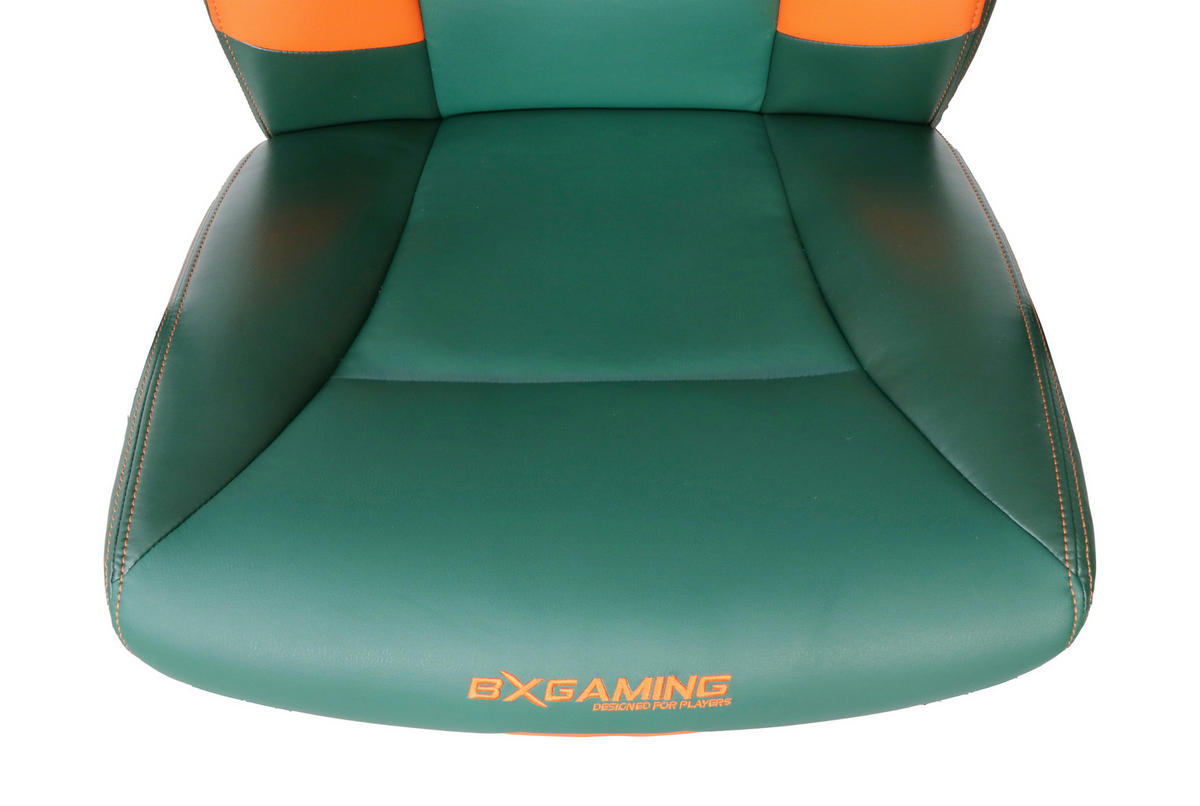 GAMINGSTUHL Grün, Orange, Schwarz Metall, Kunststoff   - Schwarz/Orange, Design, Kunststoff/Metall (72/117,5-126/71cm) - BX Gaming