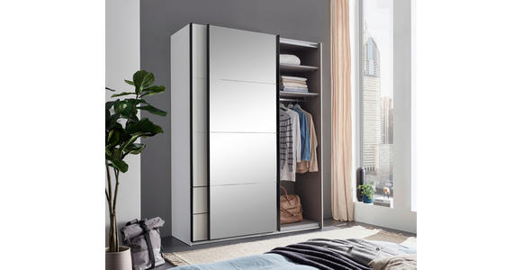 SCHWEBETÜRENSCHRANK 170/225,5/60,5 cm 2-türig Schwarz, Weiß  - Schwarz/Weiß, KONVENTIONELL, Glas/Holzwerkstoff (170/225,5/60,5cm) - Xora