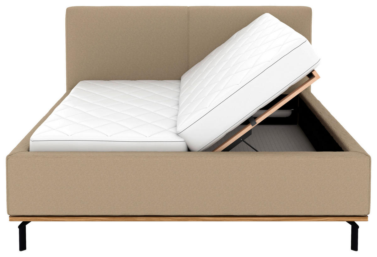 POLSTERBETT Matratze, Lattenrost, Bettkasten 160/200 cm  in Beige  - Beige/Graphitfarben, Design, Holz/Textil (160/200cm) - Musterring