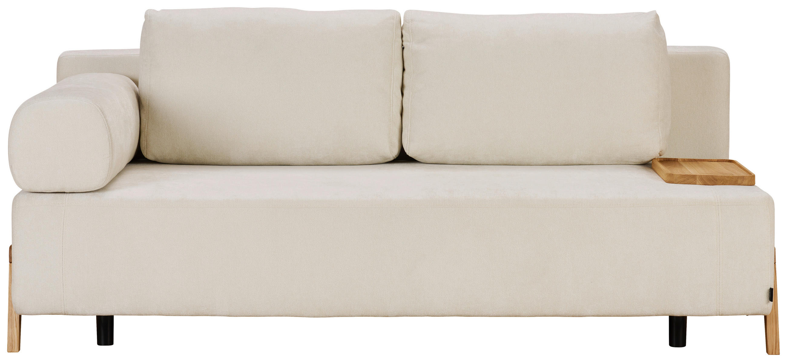 SCHLAFSOFA Chenille Creme  - Creme/Naturfarben, Design, Holz/Textil (211/88/102cm) - Niels Andersson
