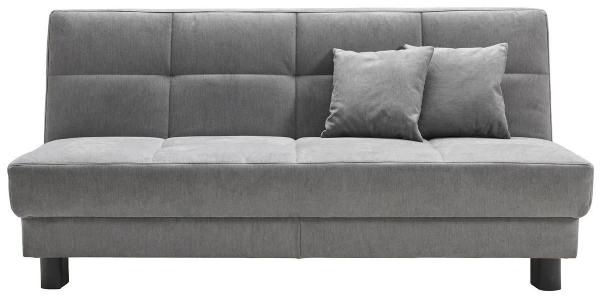 SCHLAFSOFA Mikrovelours Grau  - Schwarz/Grau, KONVENTIONELL, Textil/Metall (185/85/100cm) - Carryhome