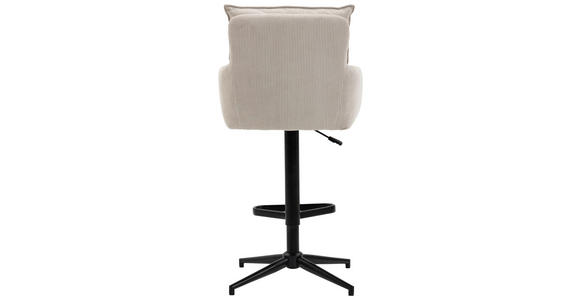 BARHOCKER Cord Beige Eisen Stoffauswahl, Sitzfläche 360° drehbar, inklusive Armlehnen  - Beige/Schwarz, Design, Textil/Metall (54/98-120/58cm) - Novel