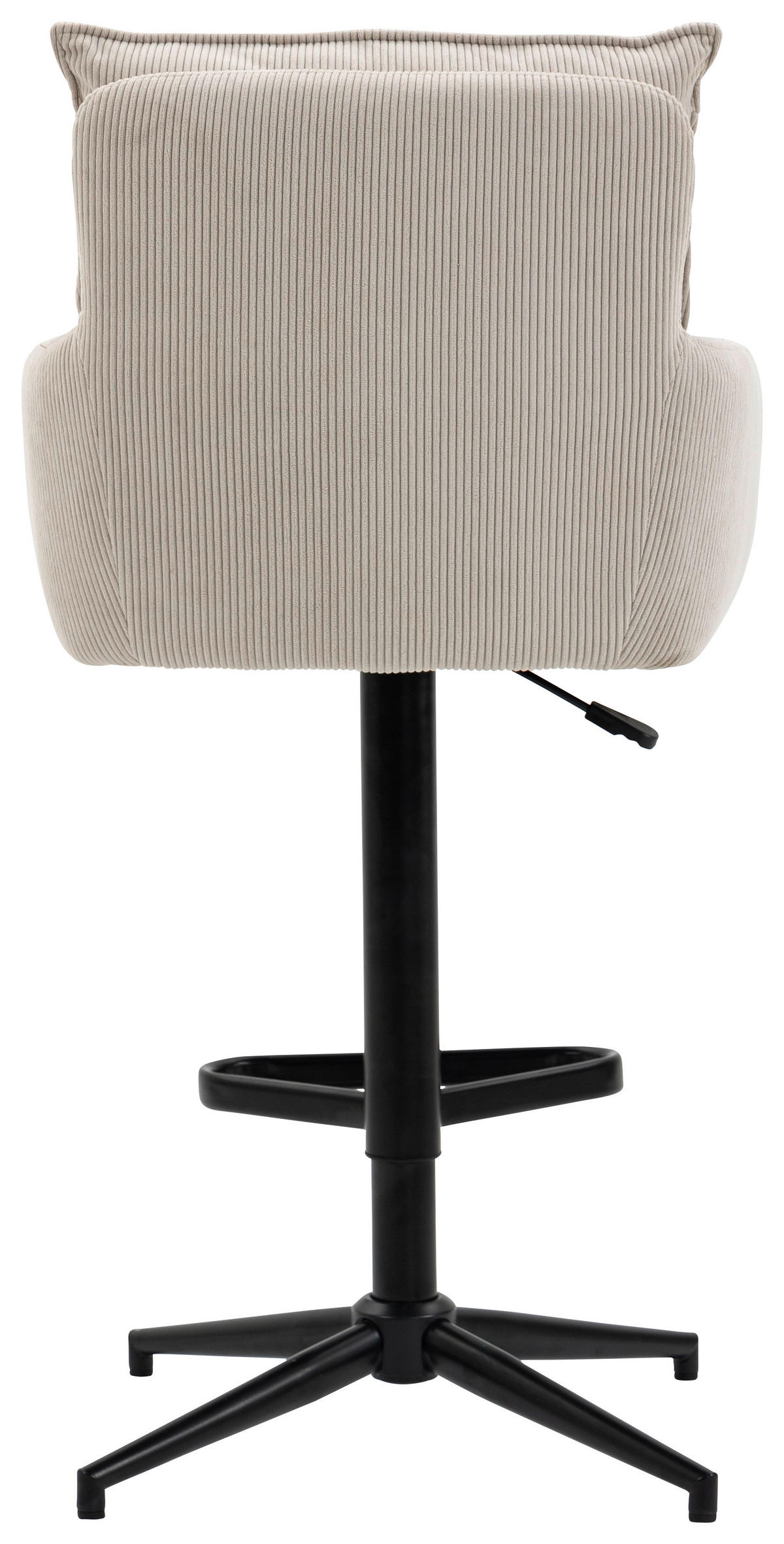 BARHOCKER Cord Beige Eisen Stoffauswahl, Sitzfläche 360° drehbar, inklusive Armlehnen  - Beige/Schwarz, Design, Textil/Metall (54/98-120/58cm) - Novel
