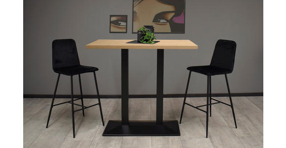 BARTISCH in Metall, Holzwerkstoff 120/70/105,5 cm - Eichefarben/Schwarz, KONVENTIONELL, Holzwerkstoff/Metall (120/70/105,5cm) - Hom`in