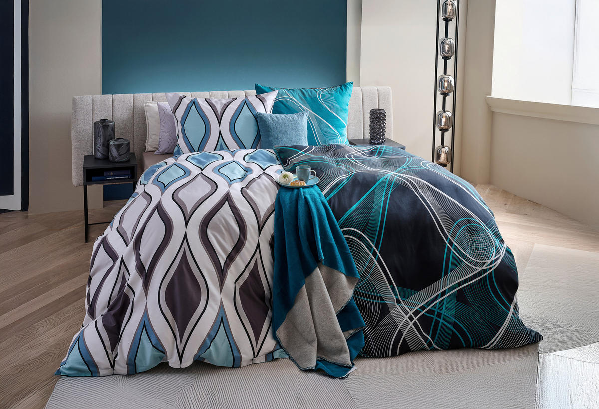 BETTWÄSCHE Satin 140/200 cm  - Blau, KONVENTIONELL (140/200cm) - Esposa