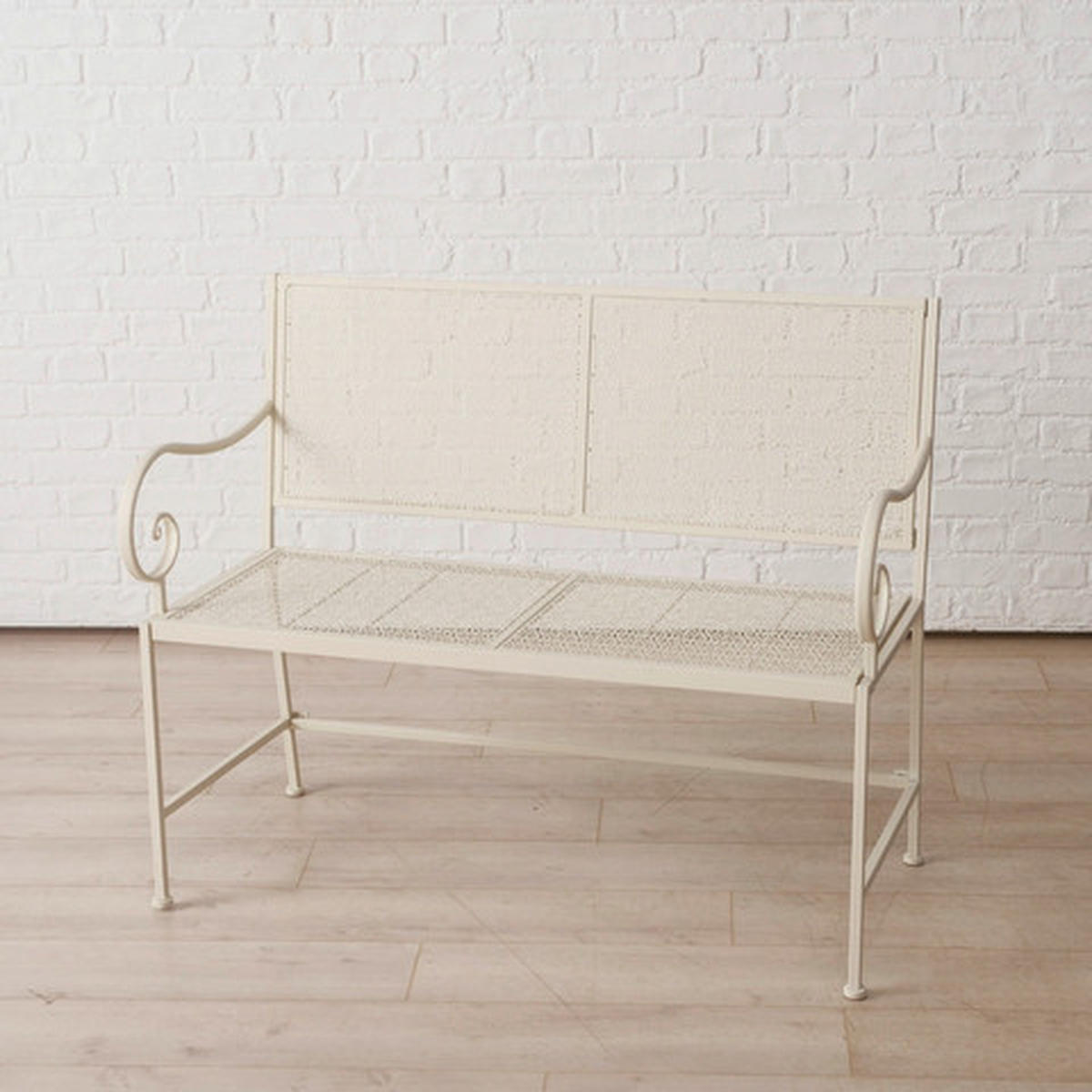 2-MIESTNA LAVICA, kov - biela, Basics, kov (110,4/90,7/52,7cm)