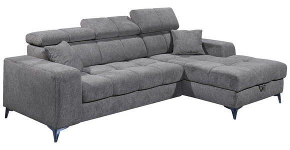 ECKSOFA Anthrazit Chenille  - Anthrazit/Schwarz, KONVENTIONELL, Kunststoff/Textil (268/172cm) - Carryhome