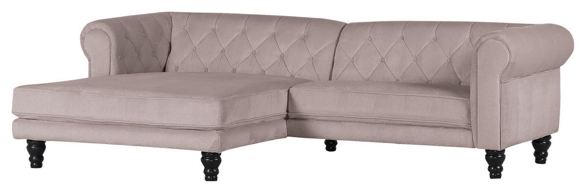 ECKSOFA in Plüsch Beige  160/260 cm  - Dunkelbraun/Beige, Design, Holz/Textil (160/260cm) - MID.YOU