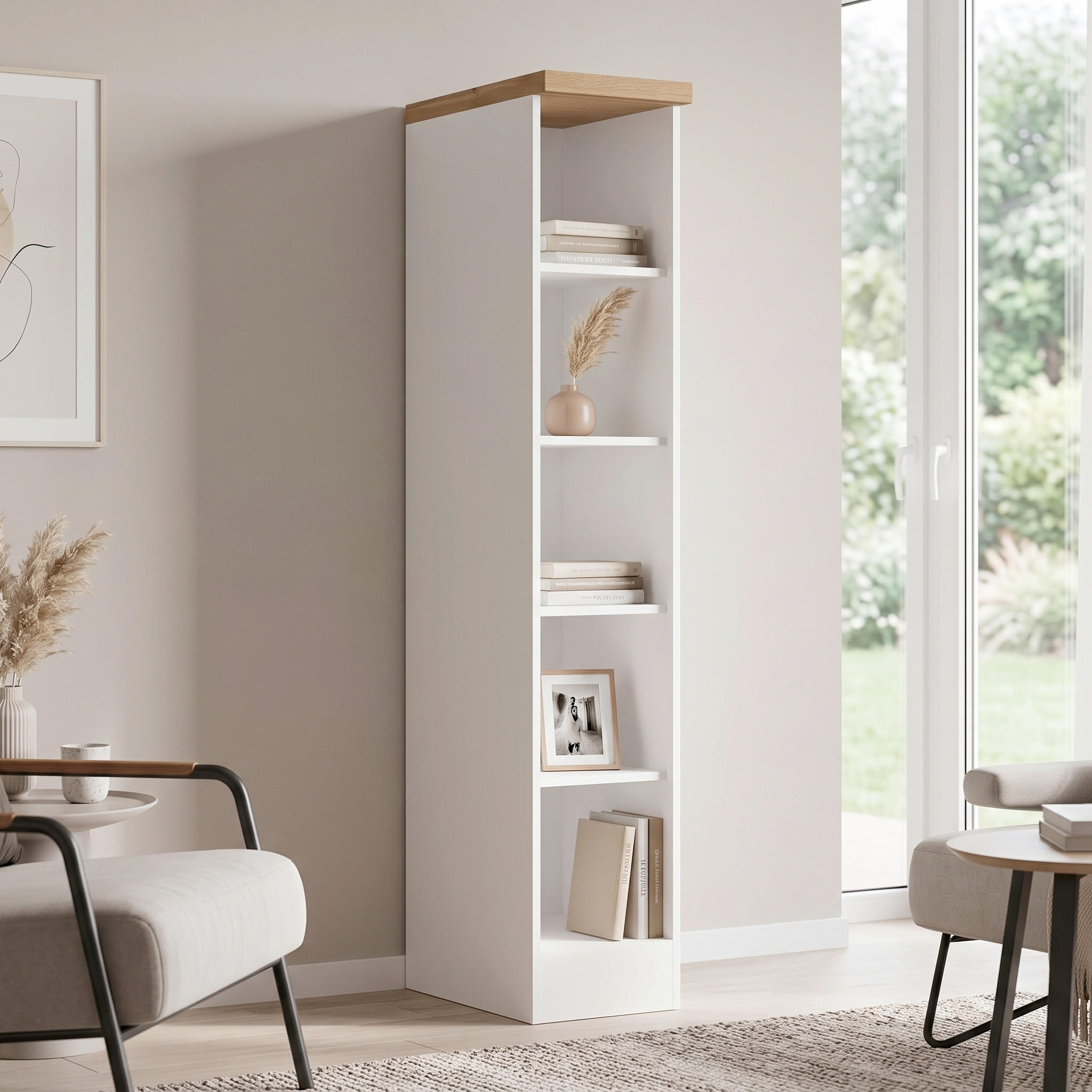 HYLLA i 30/166/60 cm vit, ek Wotan  - vit/ek Wotan, Lifestyle, trämaterial (30/166/60cm) - Held