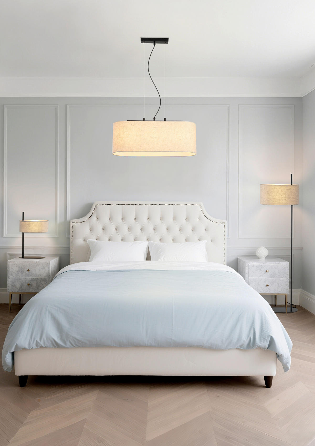 PENDELLEUCHTE Hessian 60/20/120 cm  - Schwarz, Design, Kunststoff/Textil (60/20/120cm) - Searchlight