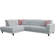 ECKSOFA in Webstoff Hellgrau  - Hellgrau/Schwarz, Design, Holz/Textil (216/302cm) - Xora